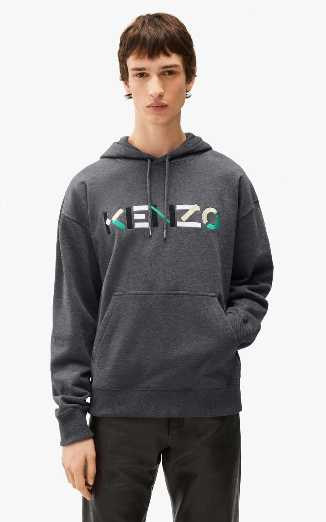 Kenzo Logo oversized Moška Puloverji S Kapuco Siva SI-2341155